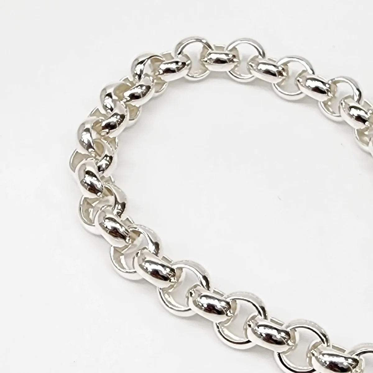 Sterling Silver 23cm Belcher Bracelet With Puff Heart Padlock