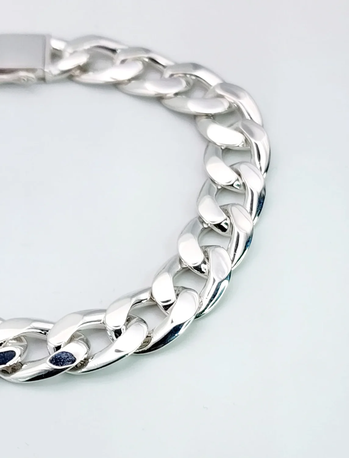 Sterling Silver 22cm Flat Curb Link Bracelet With Double Safety Catch