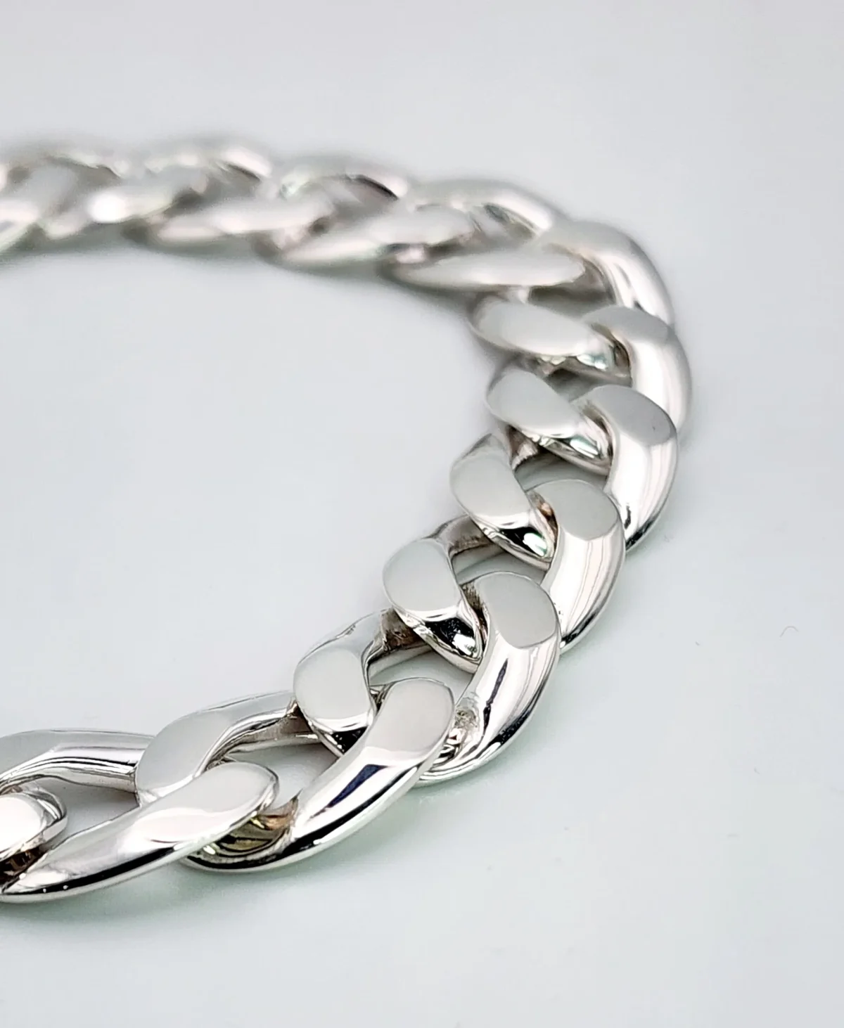 Sterling Silver 22cm Flat Curb Link Bracelet With Double Safety Catch
