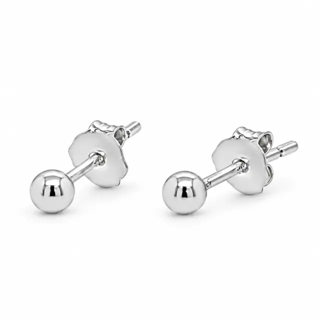 Sterling Silver 3mm Round Ball Stud Earrings