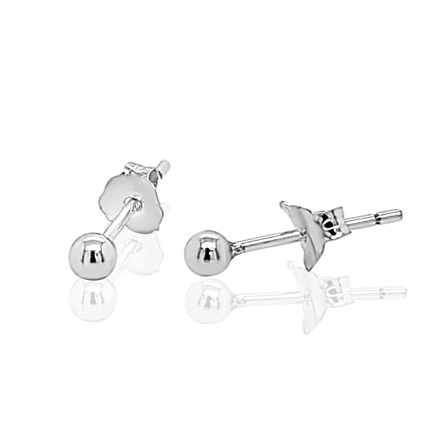 Sterling Silver 3mm Round Ball Stud Earrings