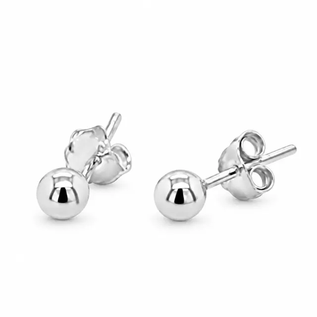 Sterling Silver 4mm Round Ball Stud Earrings