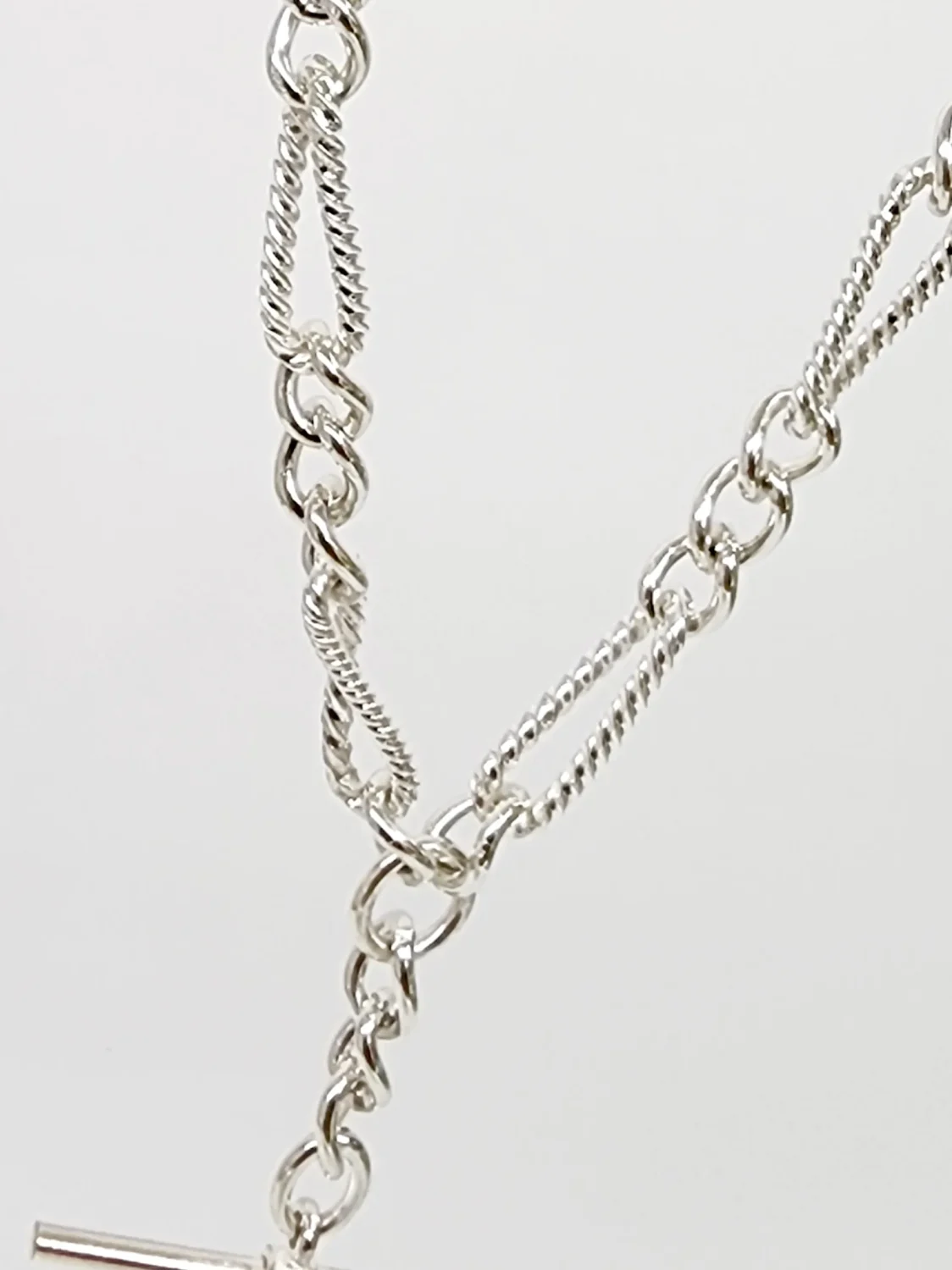 Sterling Silver 50cm Figaro Chain Necklace with T-Bar Pendant - SNK3-TWIST