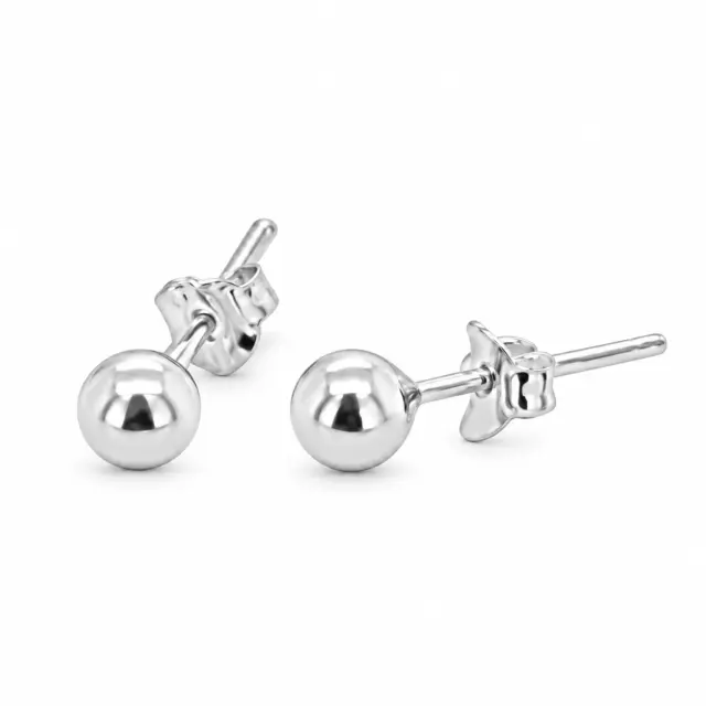 Sterling Silver 5mm Round Ball Stud Earrings