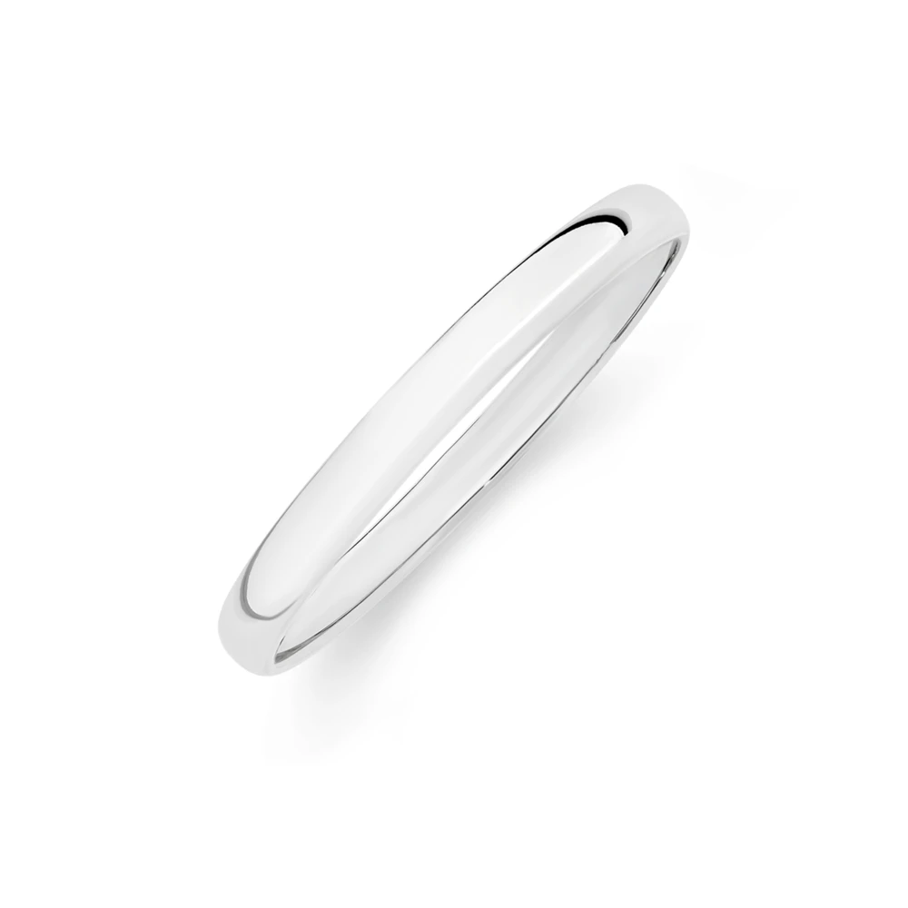 Sterling Silver 6.5mm Wide Solid Half Round Bangle