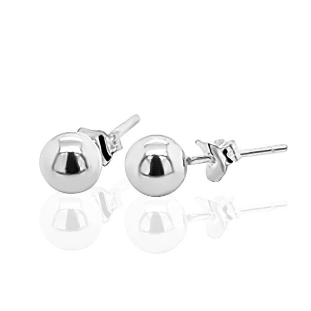 Sterling Silver 6mm Round Ball Stud Earrings
