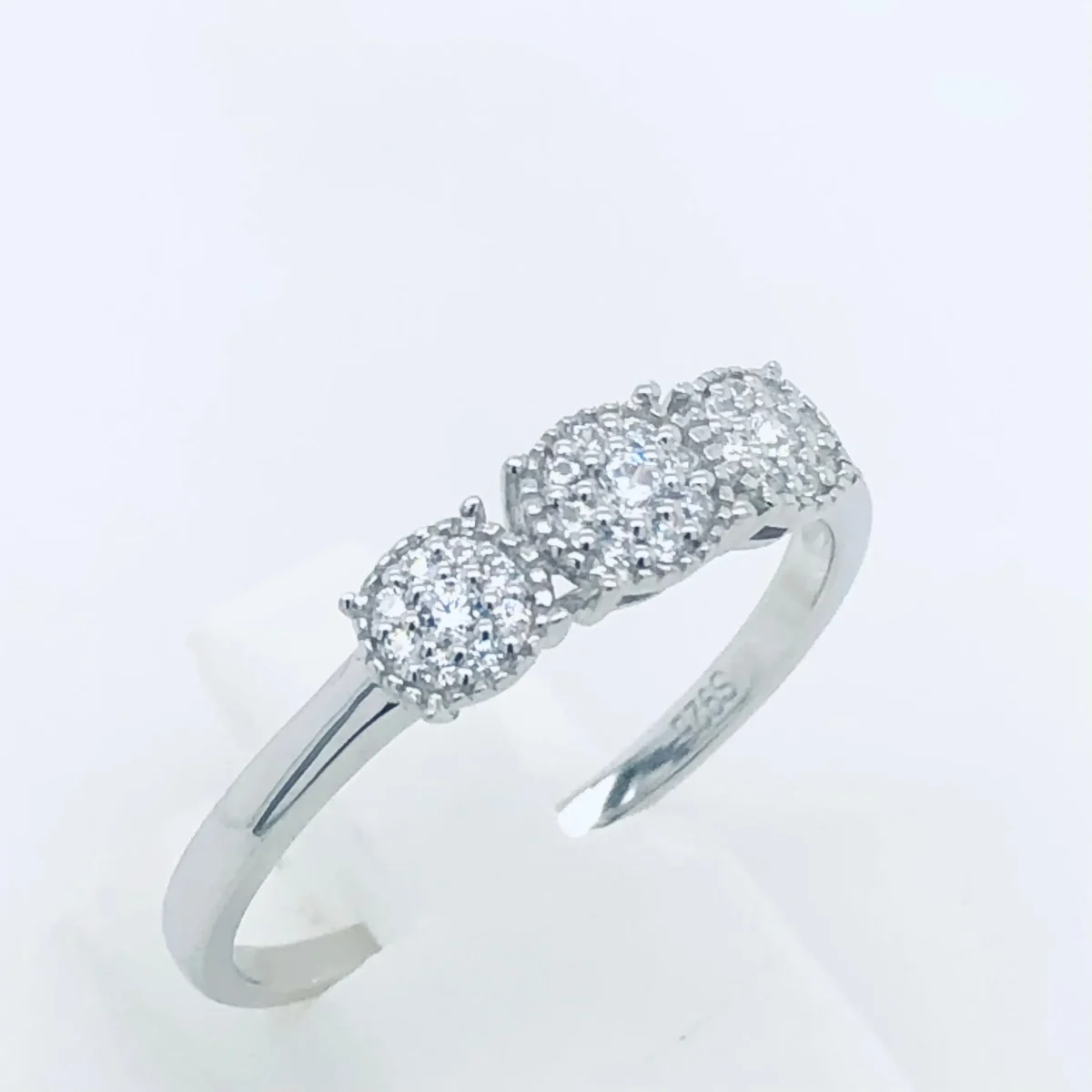 Sterling Silver Cluster Ring With Cubic Zirconia Setting