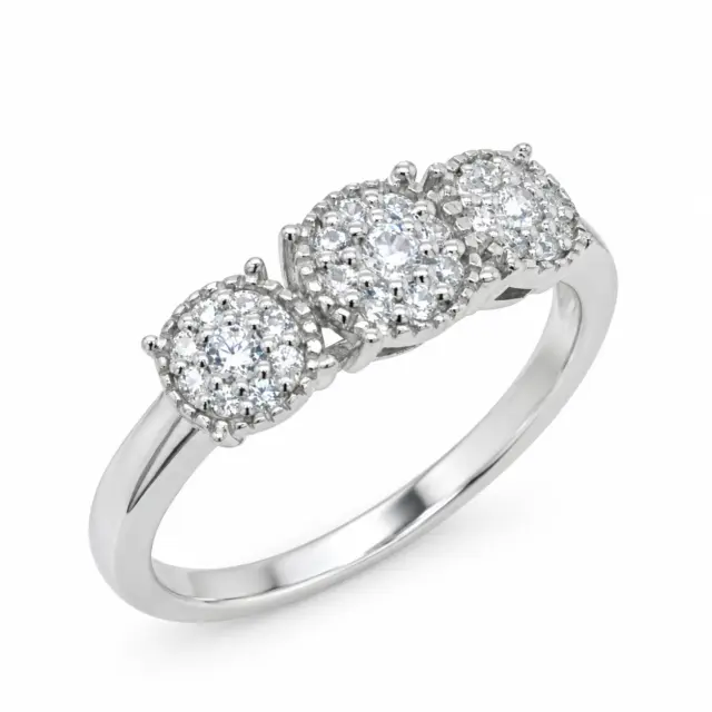 Sterling Silver Cluster Ring With Cubic Zirconia Setting