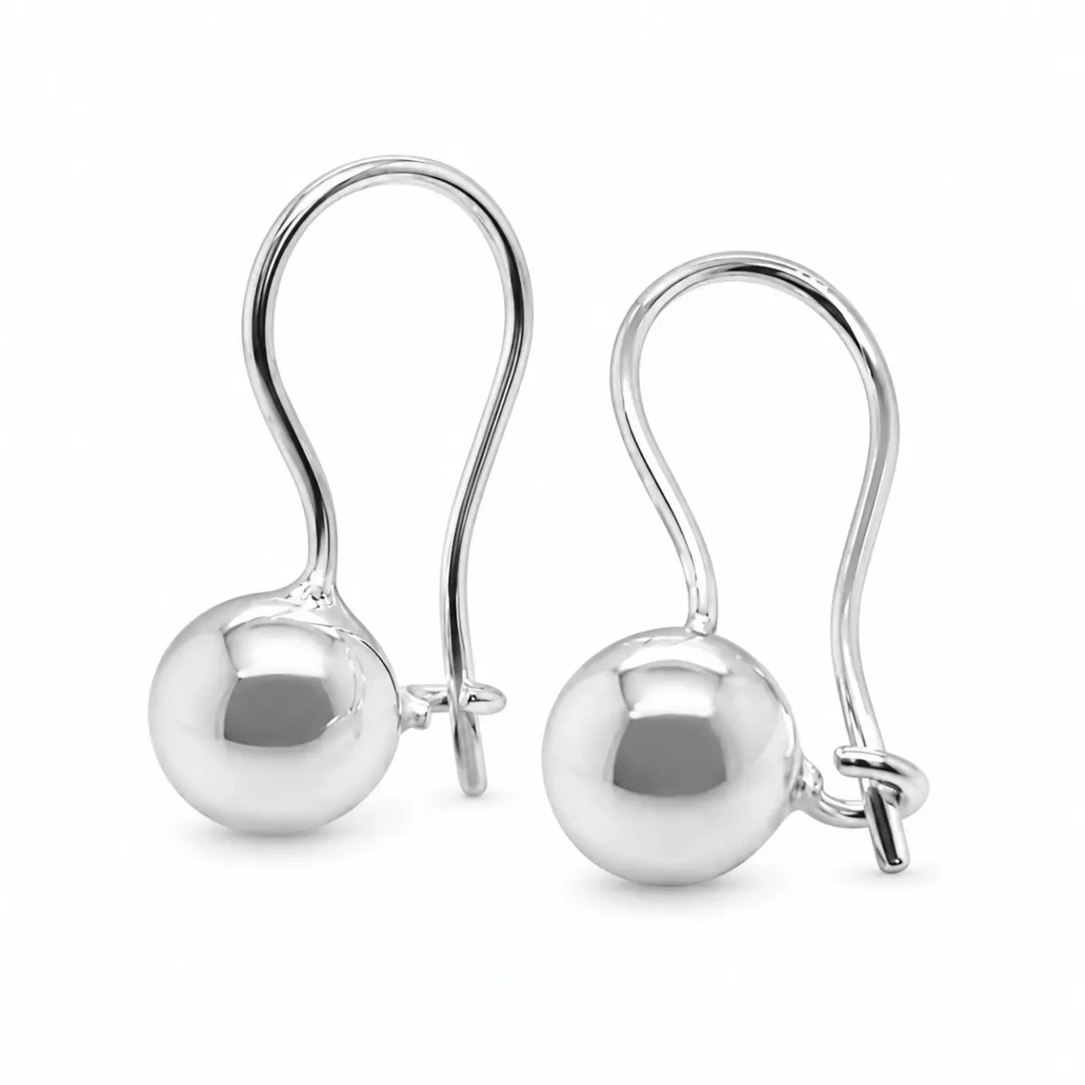 Sterling Silver 8mm Euroball Earrings