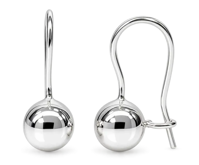 Sterling Silver 8mm Round Euro Ball Drop Earrings – 26mm Total Drop | High Polished Finish - 5ER0307
