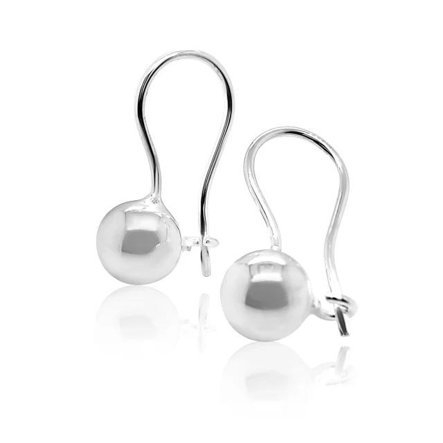 Sterling Silver 8mm Euroball Earrings