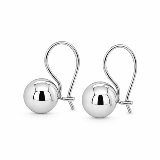 Sterling Silver 8mm Round Euroball Earrings