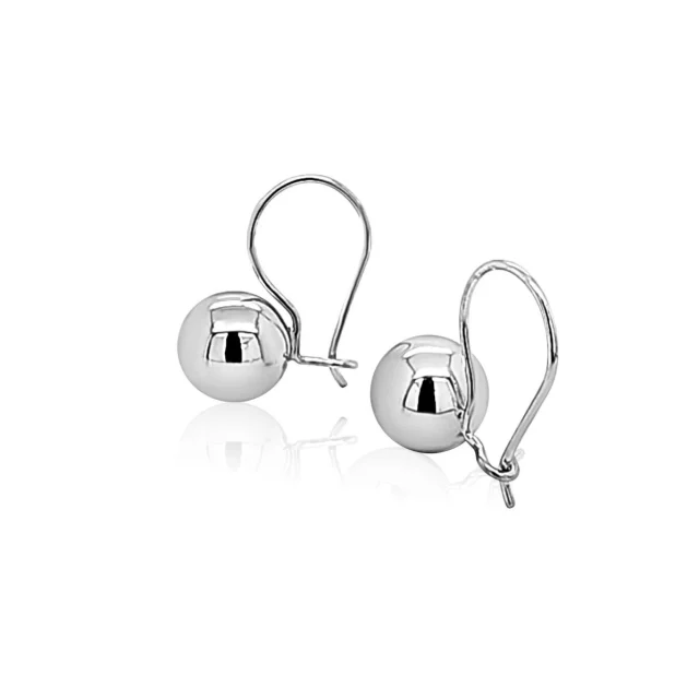 Sterling Silver 8mm Round Euroball Earrings