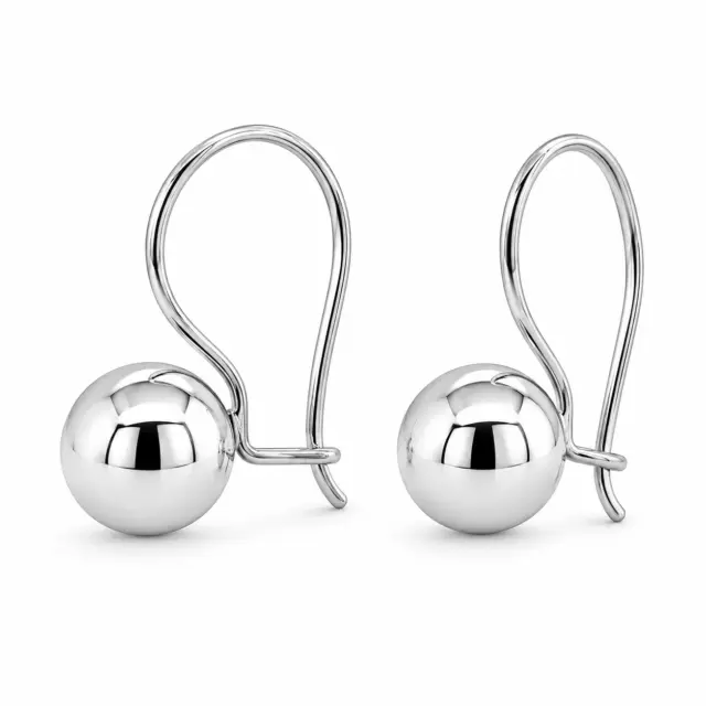 Sterling Silver 9.5mm Round Euroball Earrings