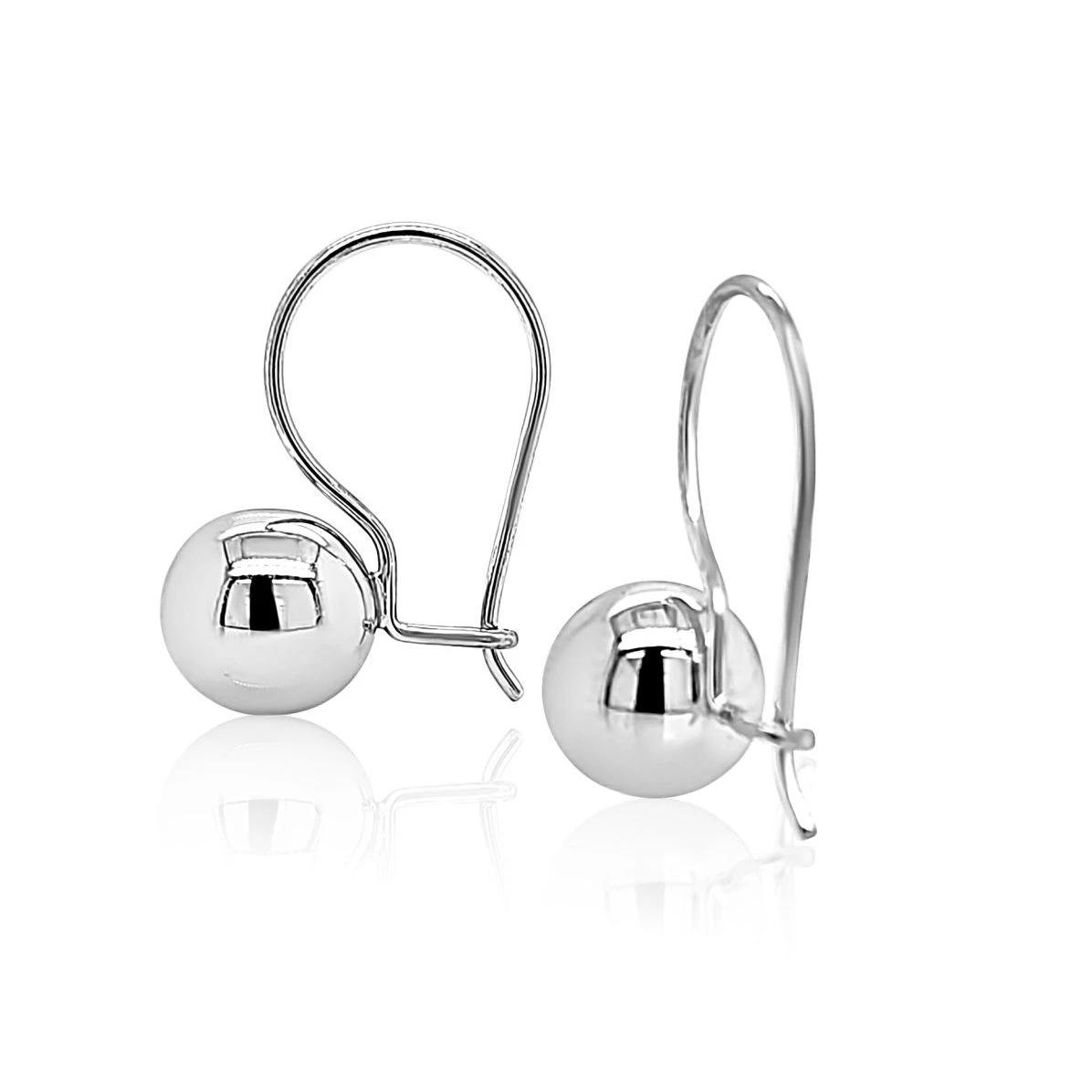 Sterling Silver 9.5mm Round Euroball Earrings