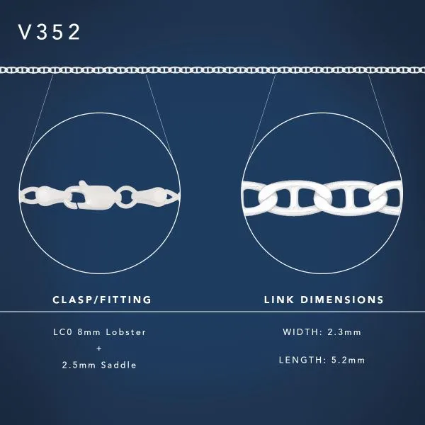 Sterling Silver AND60 Diamond-Cut Anchor Chain with Lobster Catch