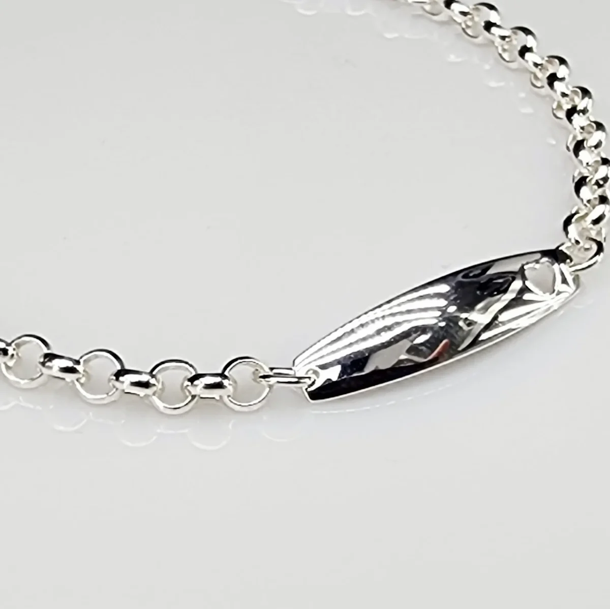 Sterling Silver Belcher Link ID Bracelet with Cutout Heart - BLC08A