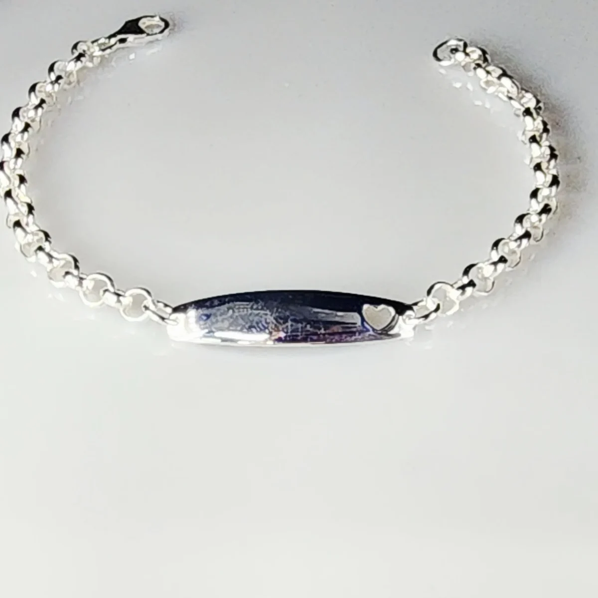 Sterling Silver Belcher Link ID Bracelet with Cutout Heart - BLC08A
