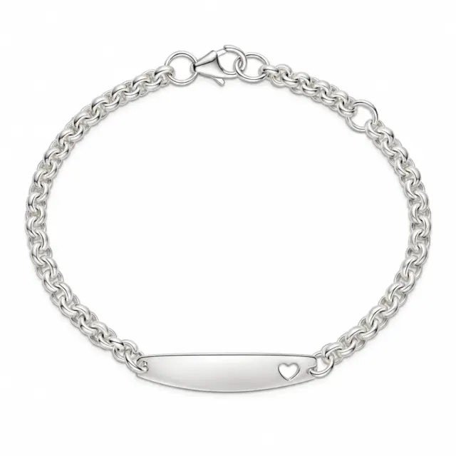 Sterling Silver Belcher Link ID Bracelet with Cutout Heart - BLC08A
