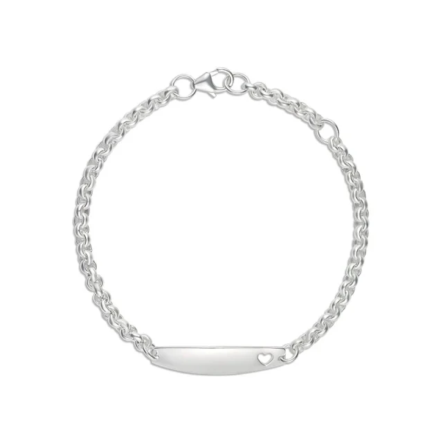 Sterling Silver Belcher Link ID Bracelet with Cutout Heart - BLC08A