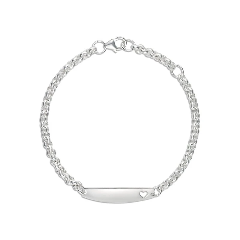 Sterling Silver Belcher Link ID Bracelet with Cutout Heart - BLC08A