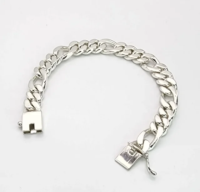 Sterling Silver Big 22cm Heavy Figaro Bracelet