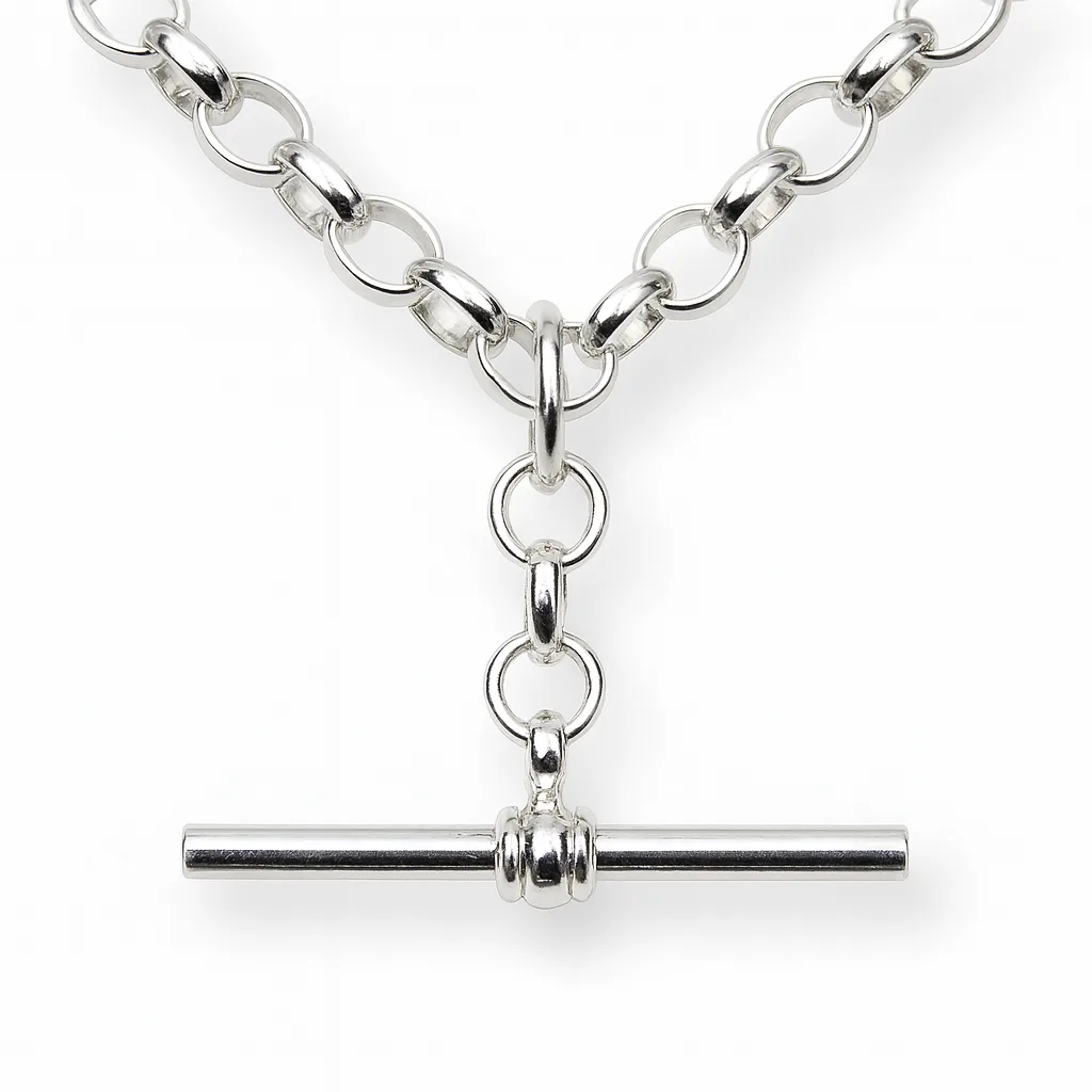Sterling Silver BO1 Oval Belcher Chain With 25mm Sterling Silver Running T-Bar