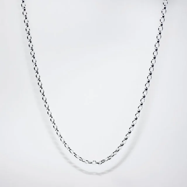 Sterling Silver BO2 Oval Belcher Chain with Parrot Clasp