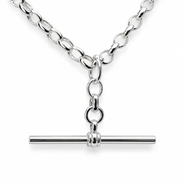 Sterling Silver BO3 Oval Belcher Chain With 35mm Sterling Silver Running T-Bar