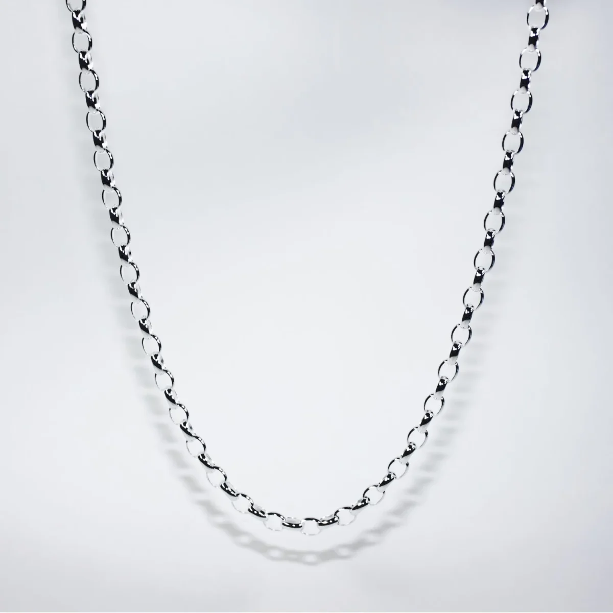 Sterling Silver BO3 Oval Belcher Chain with Parrot Clasp