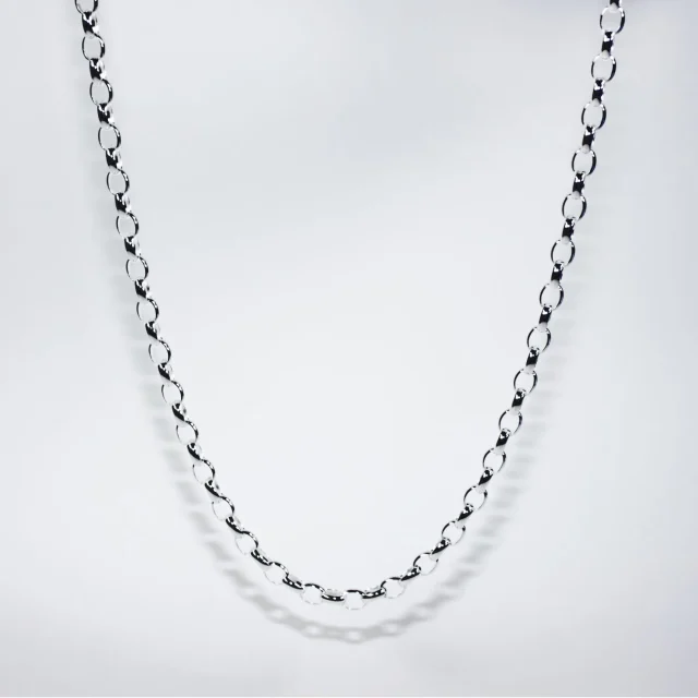 Sterling Silver BO3 Oval Belcher Chain with Parrot Clasp