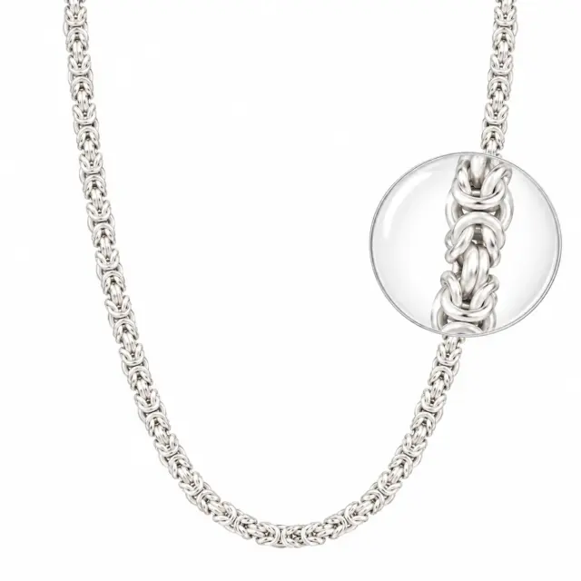 Sterling Silver Byzantine Chain 65cm Length, 5.40mm Width - HRBZ9065