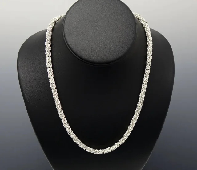 Sterling Silver Byzantine Chain 65cm Length, 5.40mm Width - HRBZ9065