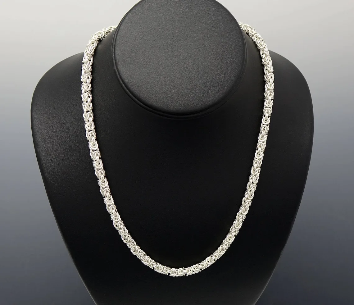 Sterling Silver Byzantine Chain 65cm Length, 5.40mm Width - HRBZ9065