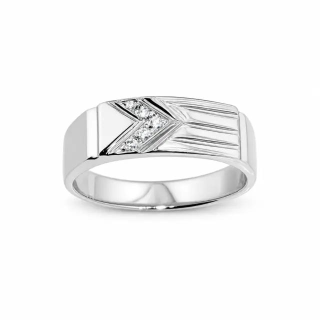 Sterling Silver Chevron Band with Cubic Zirconia – 5.8mm Top Width