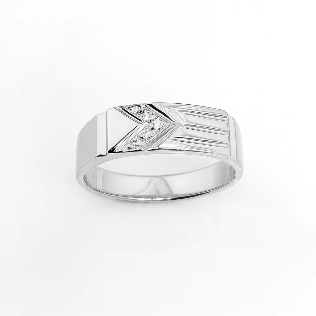 Sterling Silver Chevron Band with Cubic Zirconia – 5.8mm Top Width