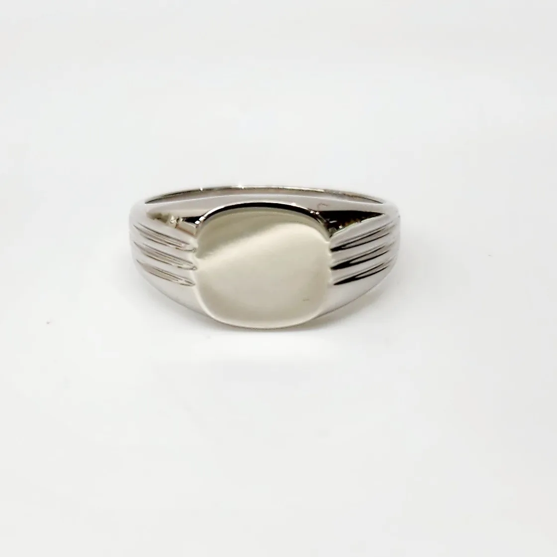 Sterling Silver Closed Back Cushion Shaped Signet Ring