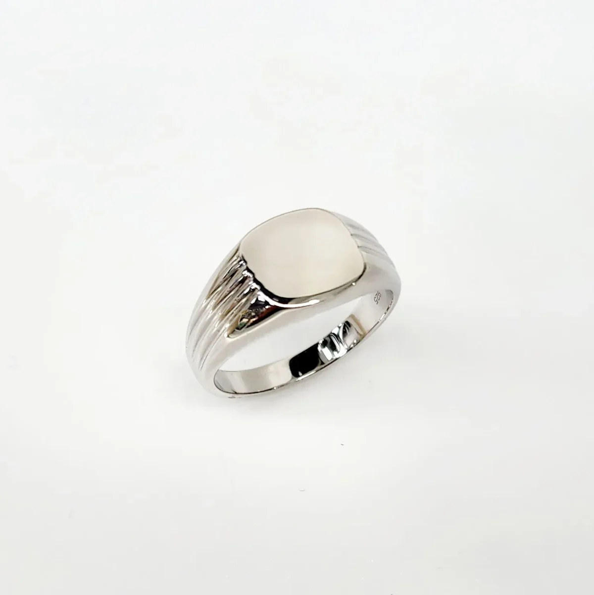 Sterling Silver Closed Back Cushion Shaped Signet Ring