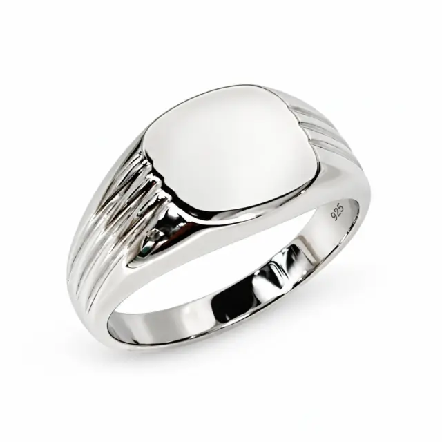 Sterling Silver Closed Back Cushion Shaped Signet Ring