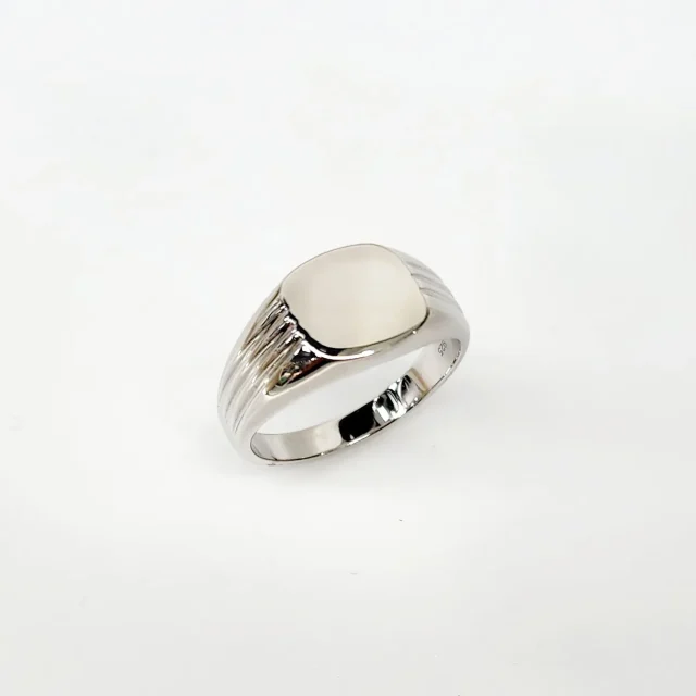 Sterling Silver Closed Back Cushion Shaped Signet Ring