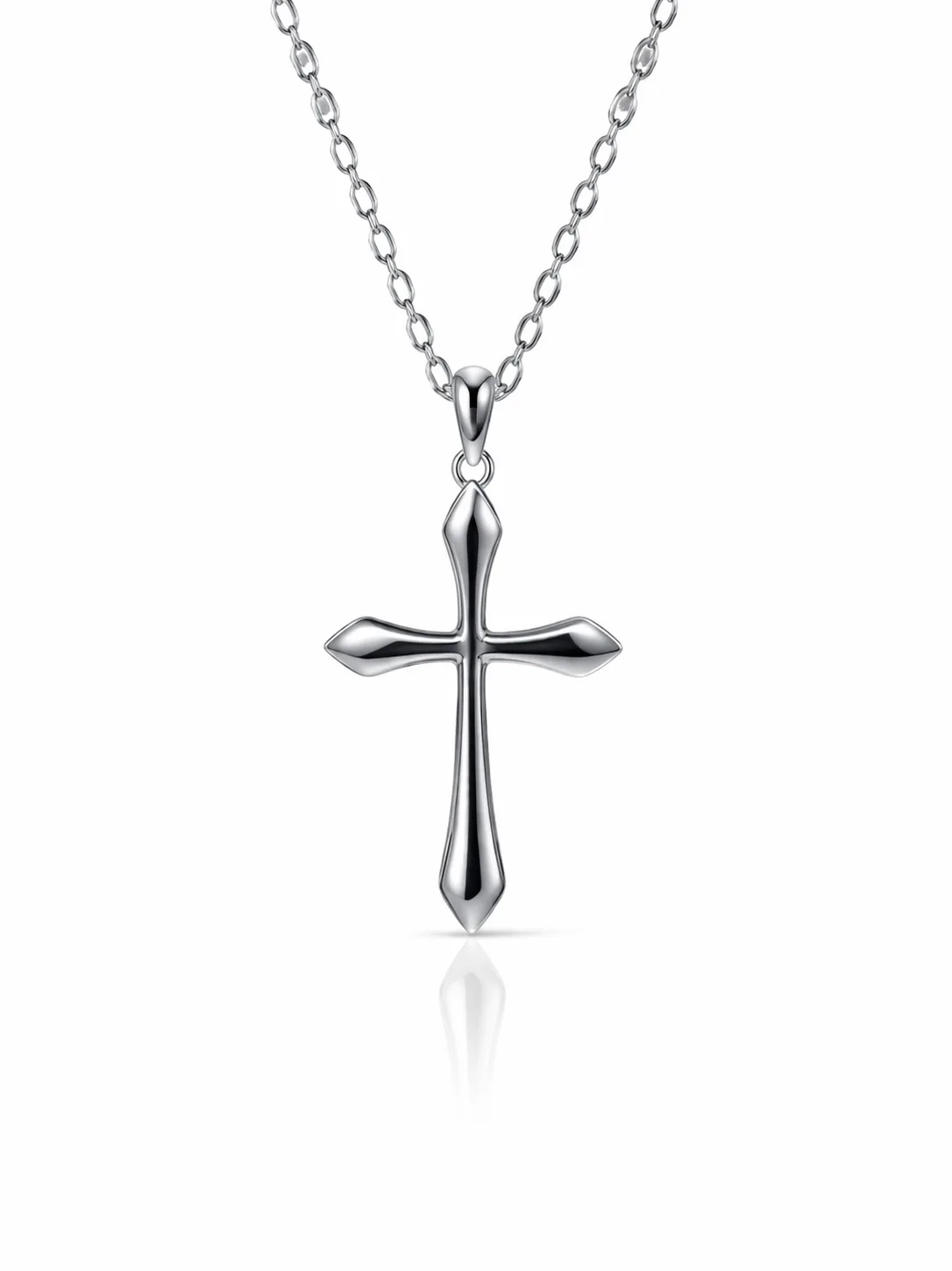 Sterling Silver Cross Pendant Necklace with Adjustable Chain (12.00mm x 17.00mm) - XL022035B