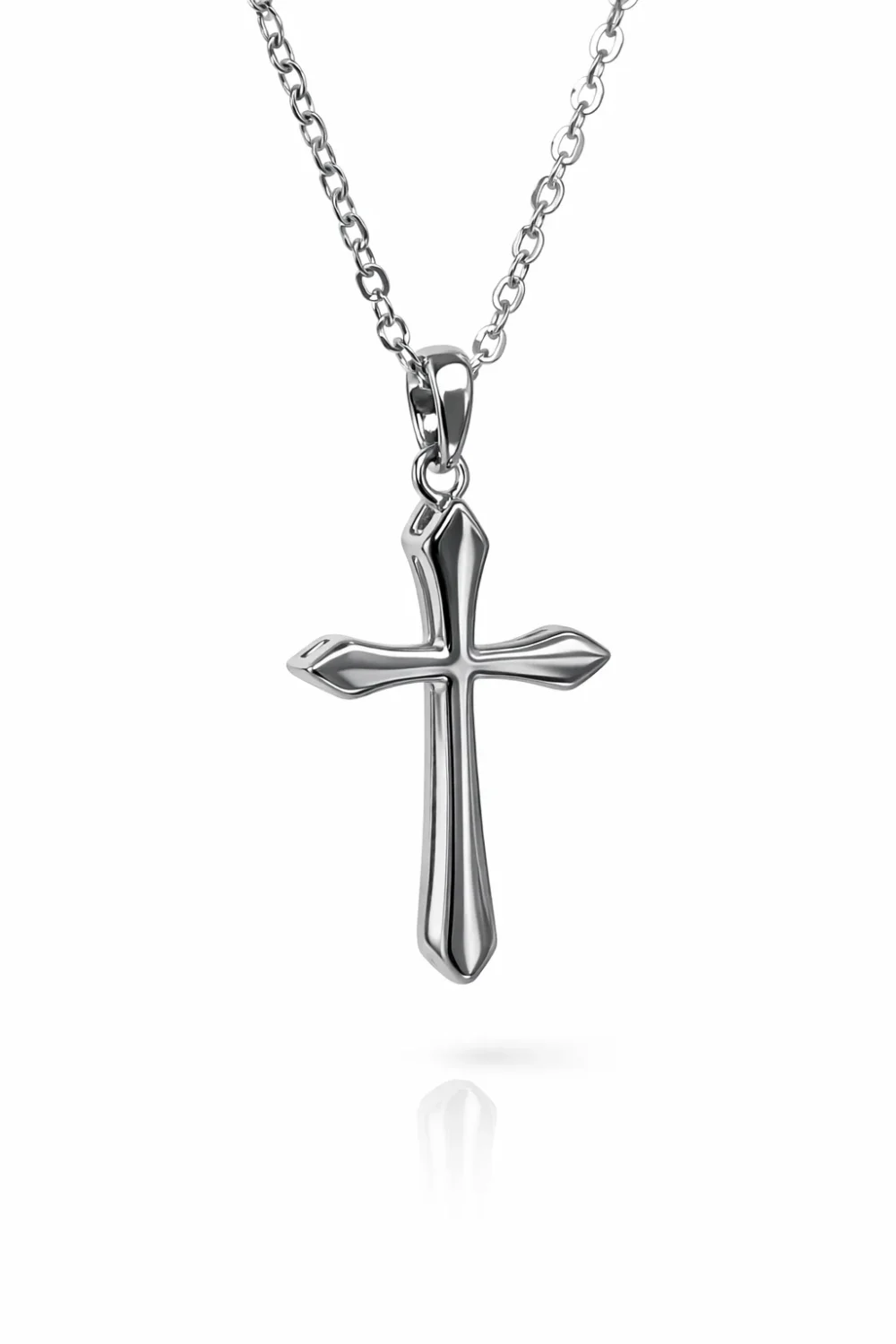 Sterling Silver Cross Pendant Necklace with Adjustable Chain (12.00mm x 17.00mm) - XL022035B