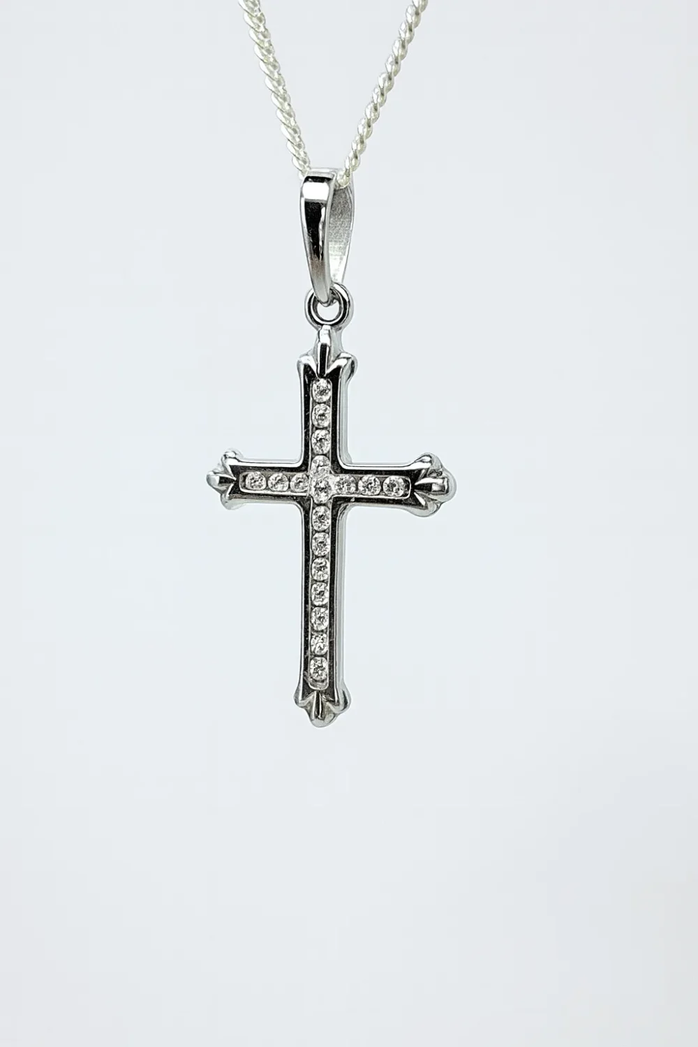 Sterling Silver Cross Pendant with Cubic Zirconia and Complimentary Chain - DJ88741P/5