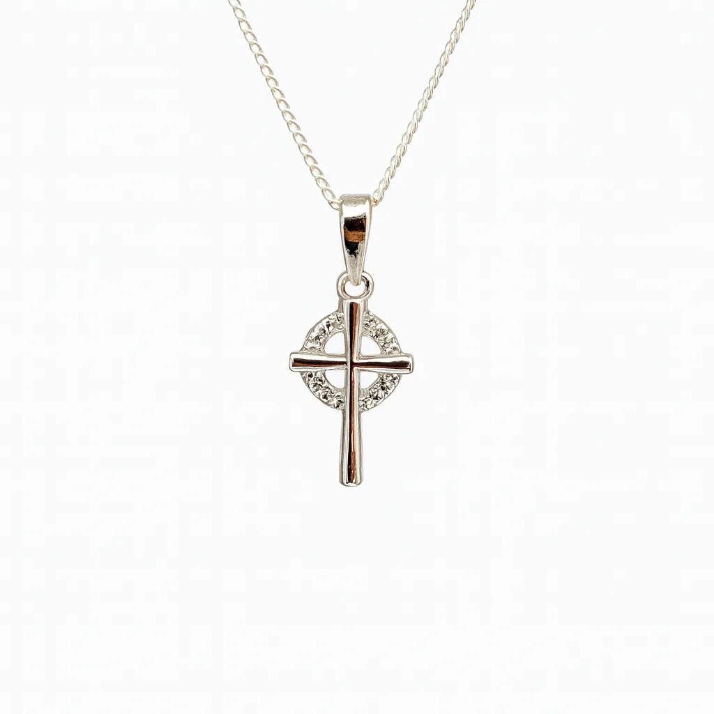 Sterling Silver Cross Pendant with Cubic Zirconia Halo and Complimentary Chain - S119625P/2