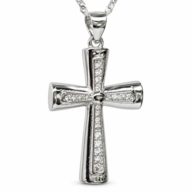 Sterling Silver Cross Pendant with CZ Setting - P00998