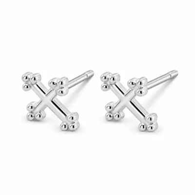 Sterling Silver Cross Stud Earrings