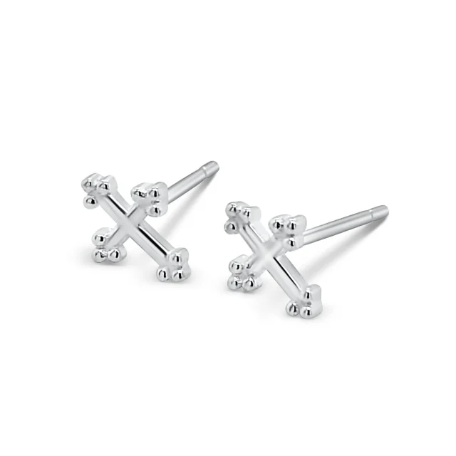 Sterling Silver Cross Stud Earrings