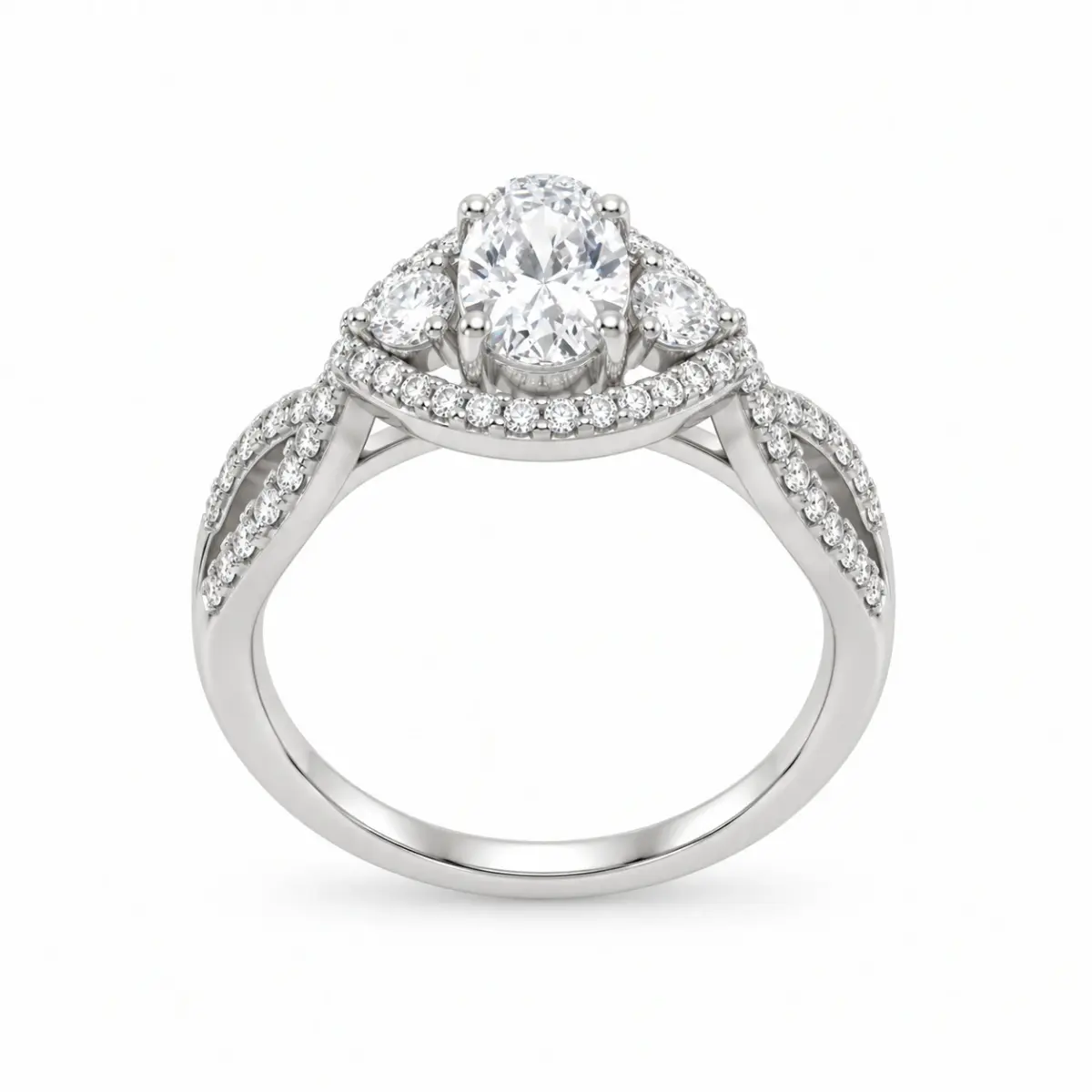 Sterling Silver Crossover Ring With Cubic Zirconia Engagement/Dress Ring