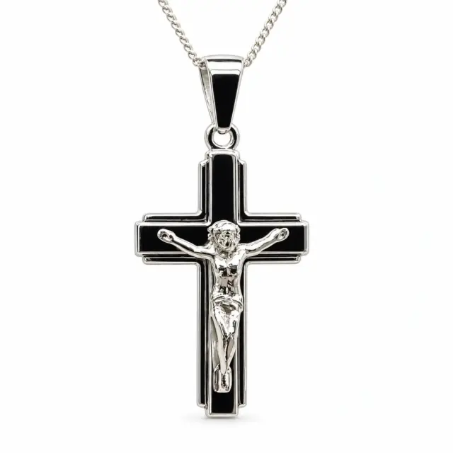 Sterling Silver Crucific Cross Pendant with Complimentary Chain - S119327P/3