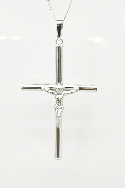 Sterling Silver Crucifix Cross Pendant with Chain - D9030